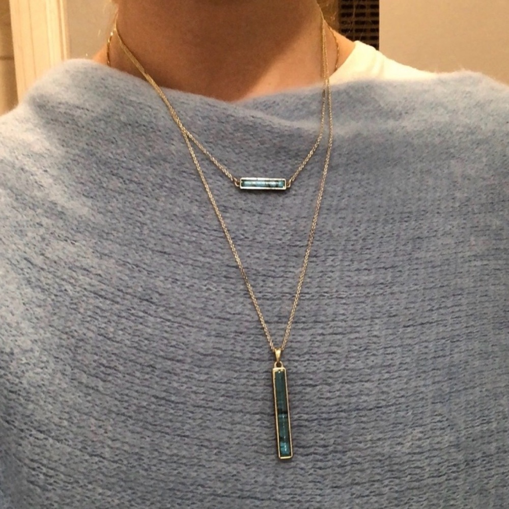 House of Harlow 1960 Gold Layered Necklace with Blue Stones